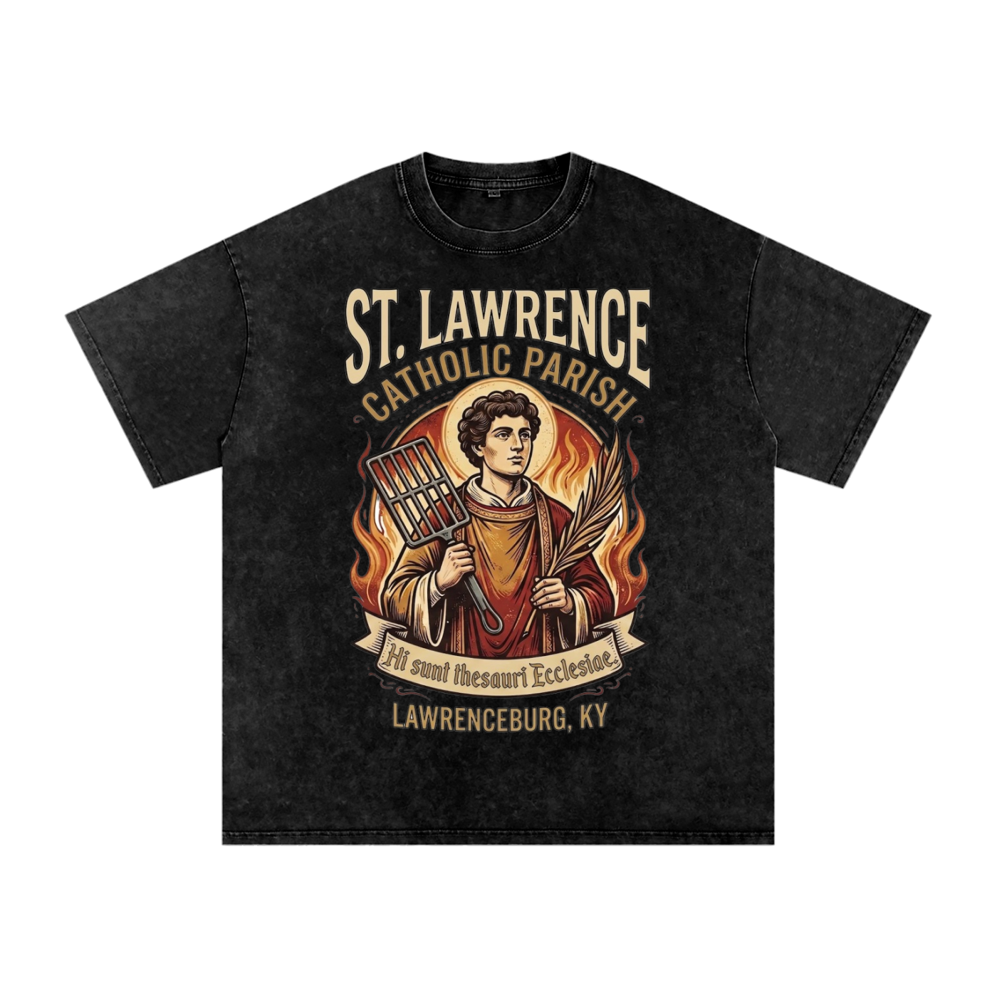 St. Lawrence Parish Snow Washed T-Shirt by Di Roma