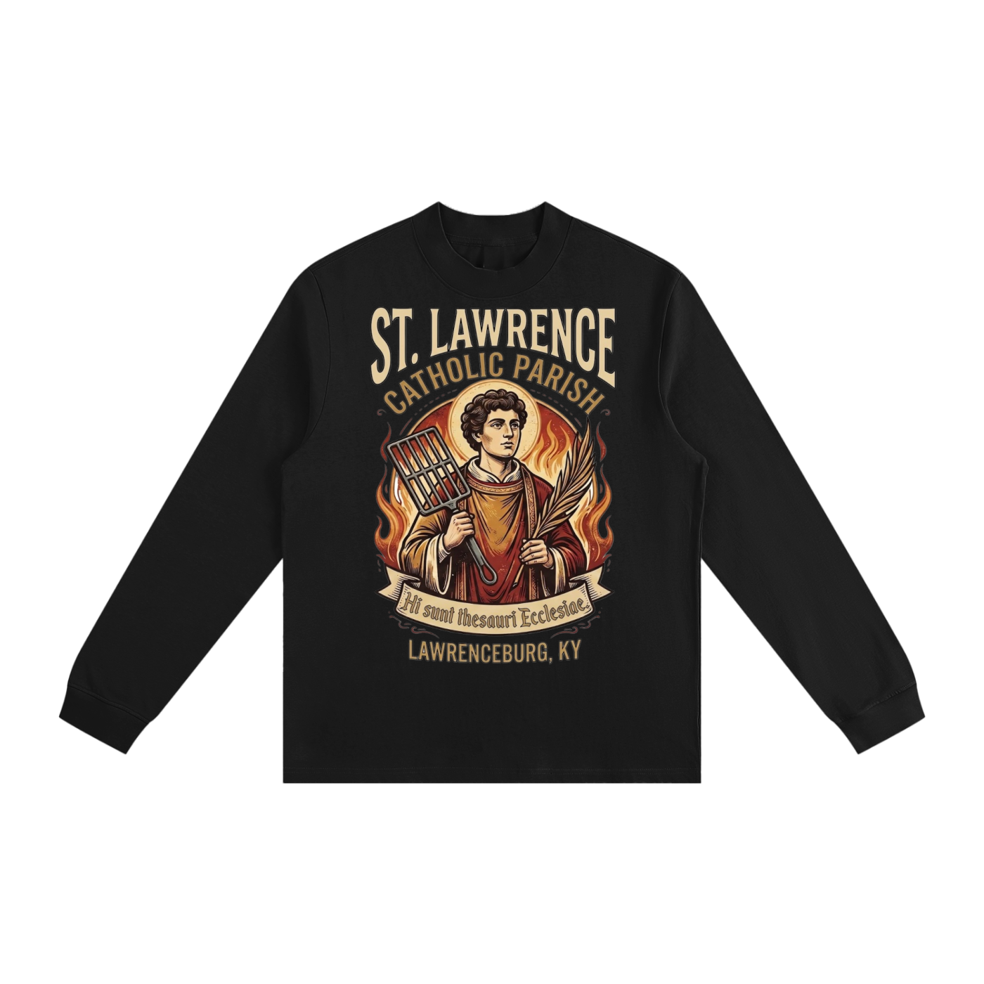 St. Lawrence Parish Non-Shrink Mock Neck Sweatshirt by Di Roma