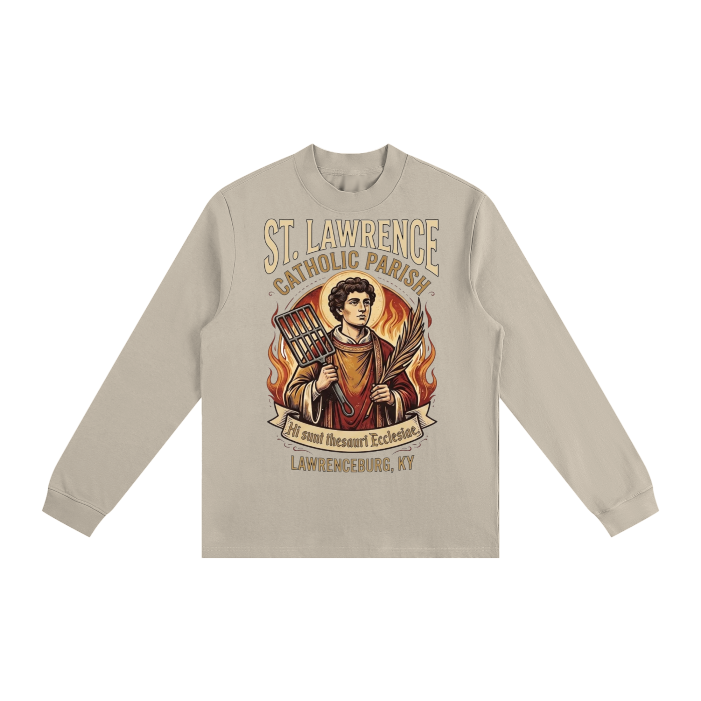 St. Lawrence Parish Non-Shrink Mock Neck Sweatshirt by Di Roma