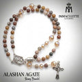Alashan Agate & Fine Light Colorado Topaz AB Crystal IMMACULETTE (TM) Rosary Bracelet
