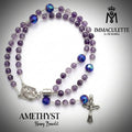 Amethyst & Fine Deep Tanzanite AB Crystal IMMACULETTE (TM) Rosary Bracelet
