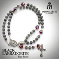 Black Labradorite & Fine Martyr Red AB Crystal IMMACULETTE (TM) Rosary Bracelet