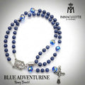 Blue Adventurine & Fine Capri Blue AB Crystal IMMACULETTE (TM) Rosary Bracelet