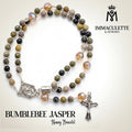 Bumblebee Jasper & Fine Light Colorado Topaz AB Crystal IMMACULETTE (TM) Rosary Bracelet