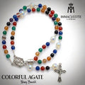 Colorful Agate & Fine White Opal AB Crystal IMMACULETTE (TM) Rosary Bracelet