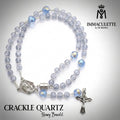 Crackle Quartz & Fine Light Sapphire AB Crystal IMMACULETTE (TM) Rosary Bracelet