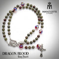 Dragon Blood and Fine Martyr Red AB Crystal IMMACULETTE (TM) Rosary Bracelet