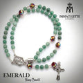 Emerald and Fine Martyr Red AB Crystal IMMACULETTE (TM) Rosary Bracelet
