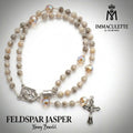 Feldspar Jasper and Fine Light Colorado Topaz AB Crystal IMMACULETTE (TM) Rosary Bracelet