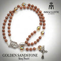 Golden Sandstone and Fine Light Colorado Topaz AB Crystal IMMACULETTE (TM) Rosary Bracelet