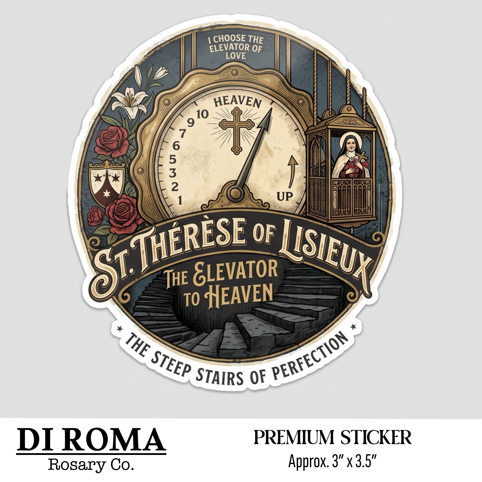 Saint Therese Elevator to Heaven Premium Sticker