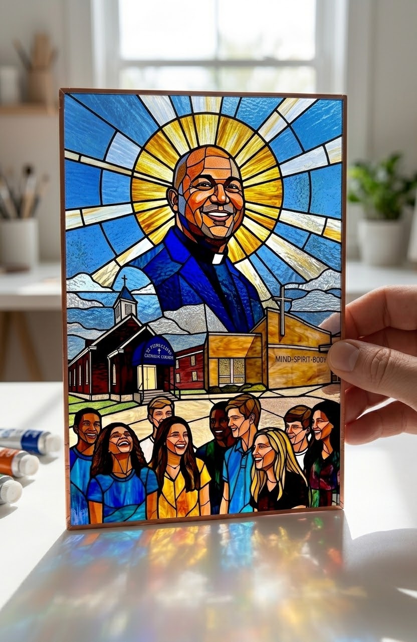 "Father Norman's Legacy" Cathedral Glass Decorative Panel