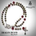 Dragon Blood and Fine Martyr Red AB Crystal IMMACULETTE (TM) Rosary Bracelet