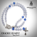 Crackle Quartz & Fine Light Sapphire AB Crystal IMMACULETTE (TM) Rosary Bracelet