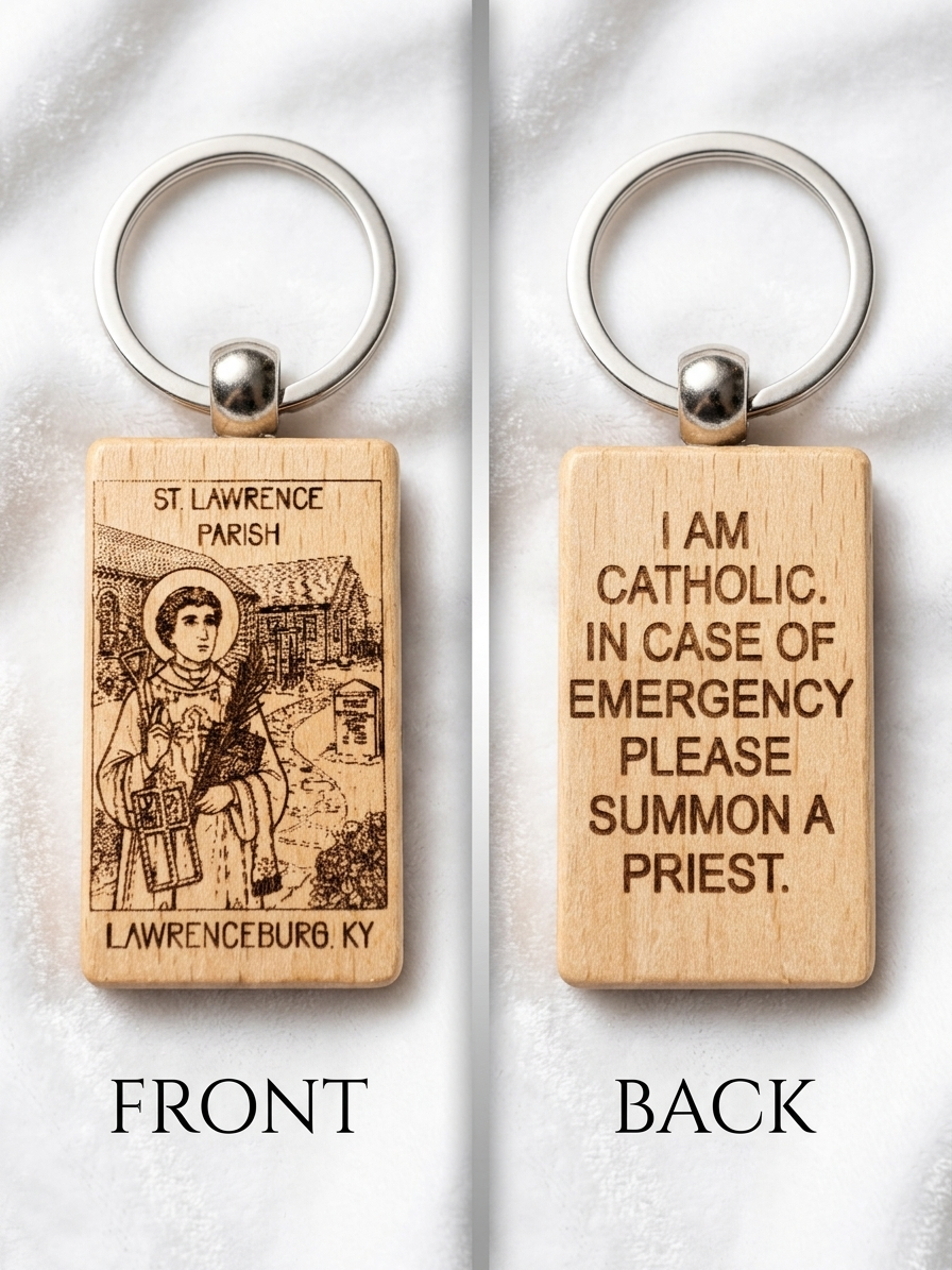 St. Lawrence Parish Wooden Keychain