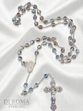 Vintage Di Roma STERLING Silver Faceted Fine Crystal Rosary c. 1940's-1950's