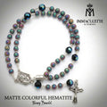 Matte Colorful Hematite and Fine Jet AB Crystal IMMACULETTE (TM) Rosary Bracelet