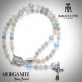 Morganite & Light Sapphire AB Fine Crystal IMMACULETTE (TM) Rosary Bracelet