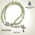 Olivine & Fine Light Colorado Topaz AB Crystal IMMACULETTE (TM) Rosary Bracelet