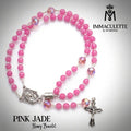 Pink Jade & Fine Pink Sapphire AB Crystal IMMACULETTE (TM) Rosary Bracelet