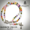 Rainbow Zircon & Fine White Opal AB Crystal IMMACULETTE (TM) Rosary Bracelet