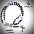 Sapphire & Fine Light Sapphire AB Crystal IMMACULETTE (TM) Rosary Bracelet