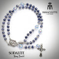 Sodalite & Fine Light Sapphire AB Crystal IMMACULETTE (TM) Rosary Bracelet